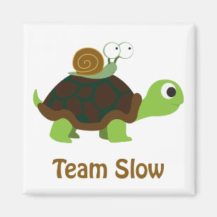 Team Slow Cute Cartoon Turtle and Snail Magnet