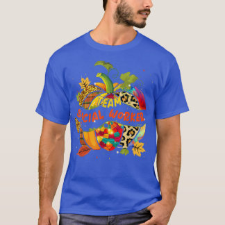 Team Social Worker Autumn Colorful Pumpkin Pläd L T-Shirt
