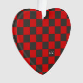 Team Spirit Checkerboard INITIALS School Herzspass Ornament (Vorderseite)