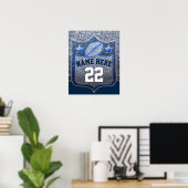 Team Sports Blue & Silver Glitzer Uni Football Poster (Heimbüro)