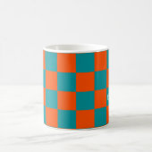 Team Sports Checkerboard FAN Orange Turquoise Fun Kaffeetasse (Mittel)