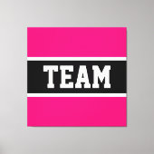 TEAM Sporty Athletic Bright Pink Black Stripes Leinwanddruck (Vorderseite)