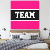 TEAM Sporty Athletic Bright Pink Black Stripes Leinwanddruck (Insitu (Schlafzimmer))