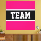 TEAM Sporty Athletic Bright Pink Black Stripes Leinwanddruck (Insitu (Wohnzimmer))