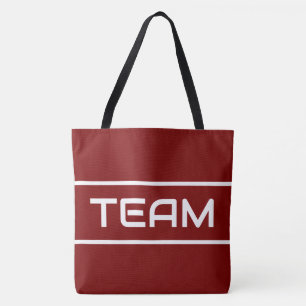 TEAM Sporty Fun Weiße Textstreifen auf Tiefrot Tasche
