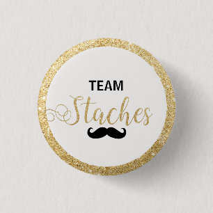 Team Staches Gender Reveal Baby Shower Game Button