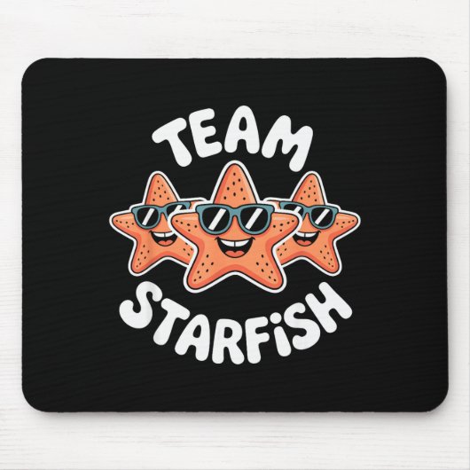 Team Starfish Cool Sungles Ocean Cartoon Crew Funn Mousepad (Vorne)