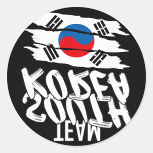 Team Südkorea Fußball Koreanischer Sport T-Shirt Runder Aufkleber