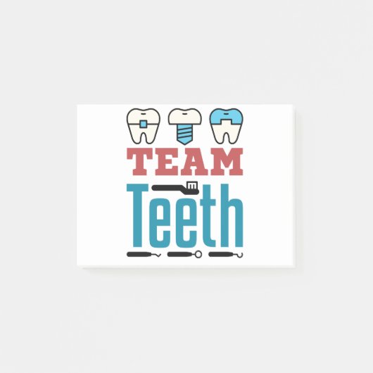 Team Teeth Dental Squad Mitarbeiter Zahnarzthygien Post-it Klebezettel (Vorderseite)