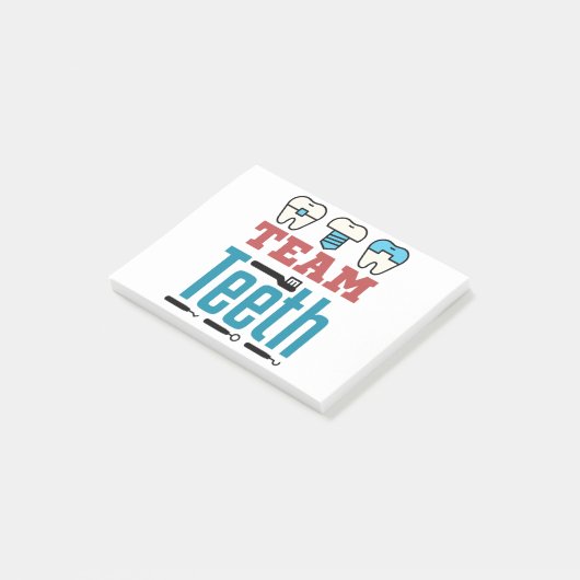 Team Teeth Dental Squad Mitarbeiter Zahnarzthygien Post-it Klebezettel (angewinkelt)