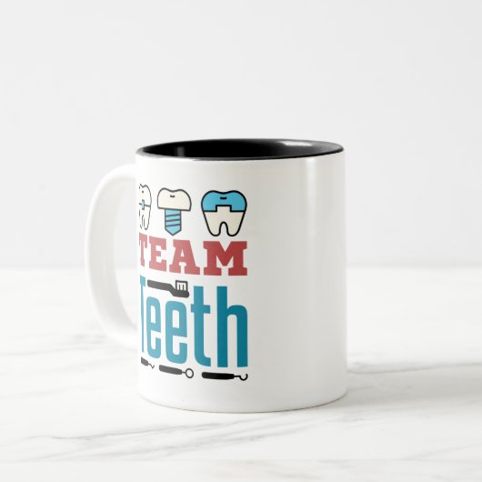 Team Teeth Dental Squad Mitarbeiter Zahnarzthygien Zweifarbige Tasse (Vorderseite Links)