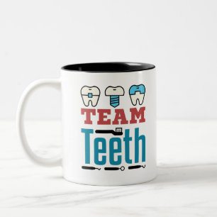 Team Teeth Dental Squad Mitarbeiter Zahnarzthygien Zweifarbige Tasse