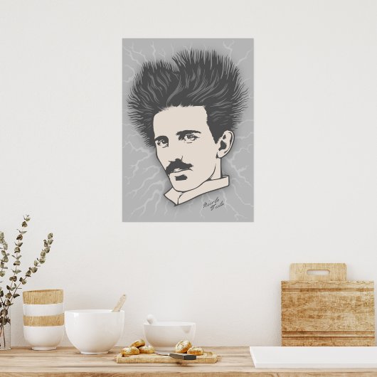 Team Tesla Static Hair Poster (Küche)