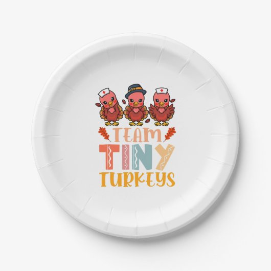 Team Tiny Turkeys Nurse Turkey Erntedank Fall N Pappteller (Vorderseite)