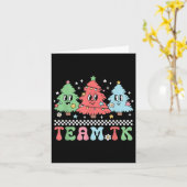 Team Tk Teacher Christmas Sweater Retro Xmas Tree  Karte (Gelbe Blume)