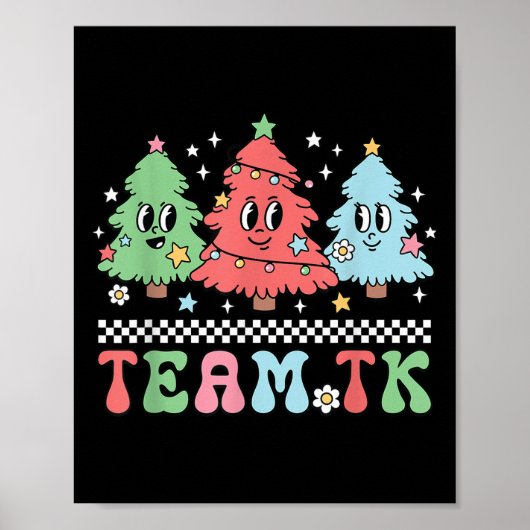Team Tk Teacher Christmas Sweater Retro Xmas Tree Poster (Vorne)