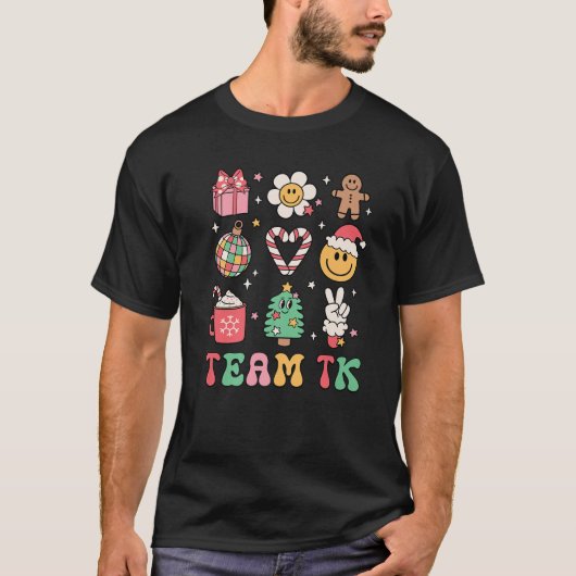 Team TK Teacher Daisy Smile Face Christmas Tree Ca T-Shirt (Vorderseite)