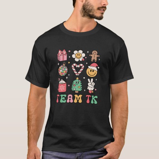 Team TK Teacher Smile Face Christmas Candy Cane Ba T-Shirt (Vorderseite)