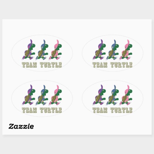 Team Turtle Ovaler Aufkleber (Blatt)