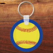 TEAM- UND PLAYERNAMEN, NUMMER-Softball-Schlüsselan Schlüsselanhänger (Rückseite)