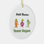 Team vegan! Laufende Veggies Keramik Ornament (Rechts)
