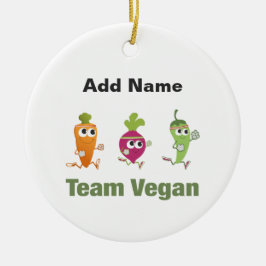 Team vegan! Laufende Veggies Keramik Ornament