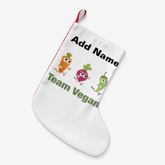 Team vegan! Laufende Veggies Kleiner Weihnachtsstrumpf (Vorderansicht (hängend))