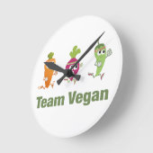 Team Vegan Runde Wanduhr (Winkel)