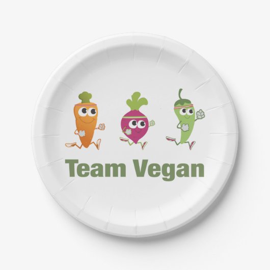 Team Vegan! Veggies laufen Pappteller (Vorderseite)