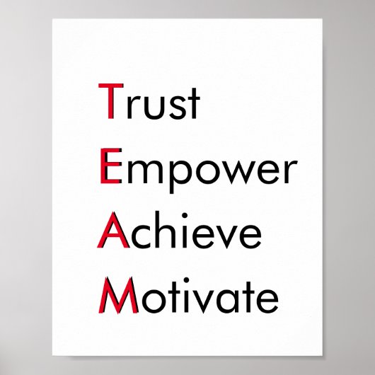 TEAM-Werte - Vertrauen, Empower, Erzielen, Motivie Poster (Vorne)