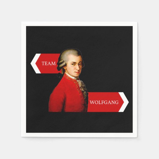Team Wolfgang. Wolfgang Amadeus Mozart-Fan Serviette (Vorderseite)