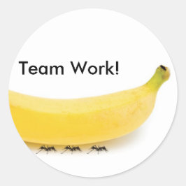 Team Work Banana & Ants - Funny Runder Aufkleber