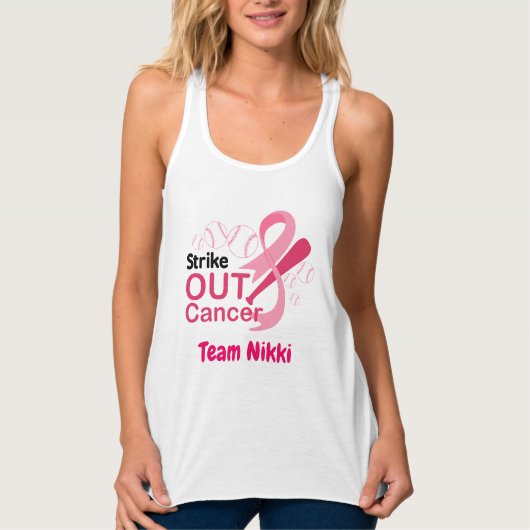 Team zur Unterstützung von Brustkrebs Pink Ribbon Tank Top (Vorderseite)