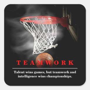 Teamarbeit Basketball Motivierend Inspirierend Quadratischer Aufkleber