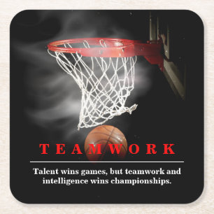 Teamarbeit Basketball Motivierend Inspirierend Rechteckiger Pappuntersetzer