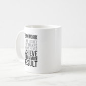 Teamarbeit ist das Geheimnis Kaffeetasse (Vorderseite Links)