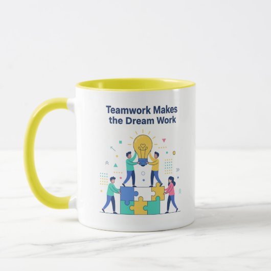 Teamarbeit Lässt Träume Wahr Werden Tasse (Links)