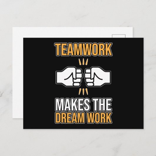 Teamarbeit macht die Wertschätzung der Mitarbeiter Ankündigungspostkarte (Vorne/Hinten)