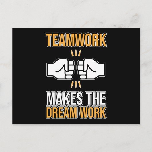 Teamarbeit macht die Wertschätzung der Mitarbeiter Ankündigungspostkarte (Vorderseite)