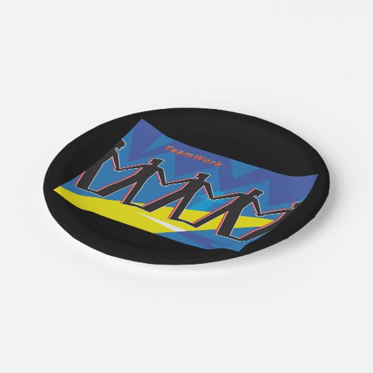 Teamarbeit Pappteller (Schrägansicht)