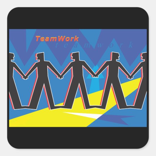 Teamarbeit Quadratischer Aufkleber (Vorderseite)