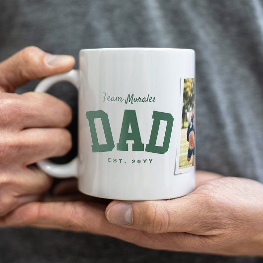 Teamdad Familienname 1 Foto sportlich grün Kaffeetasse