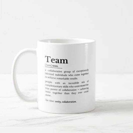 Teamdefinition – Die Macht der Zusammenarbeit Kaffeetasse (Links)