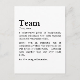 Teamdefinition – Die Macht der Zusammenarbeit Postkarte