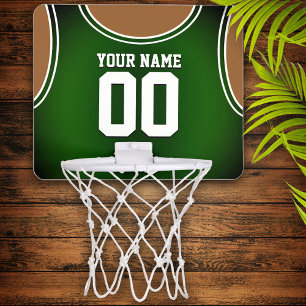 Teamfarben Grün und Weiß Personalisiert Mini Basketball Ring