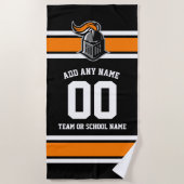 Teamfarben und Mascot Personalisiert Strandtuch (Vorderseite)