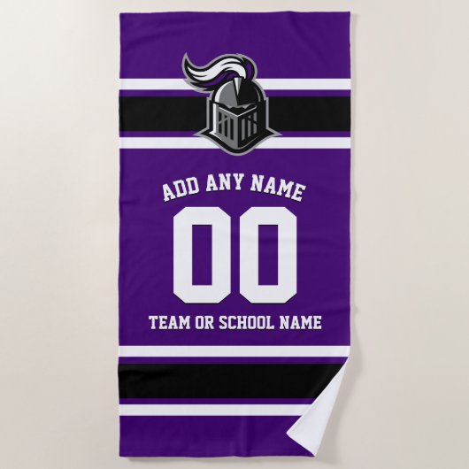 Teamfarben und Mascot Personalisiert Strandtuch (Vorderseite)