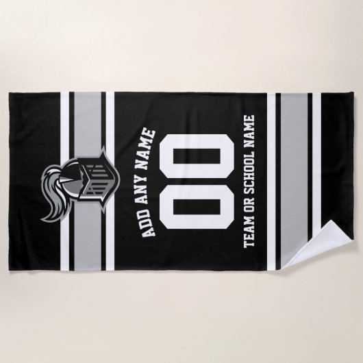 Teamfarben und Mascot Personalisiert Strandtuch (Vorderseite)