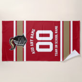 Teamfarben und Mascot Personalisiert Strandtuch (Vorderseite)