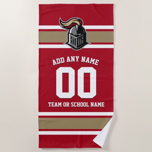 Teamfarben und Mascot Personalisiert Strandtuch (Vorderseite)